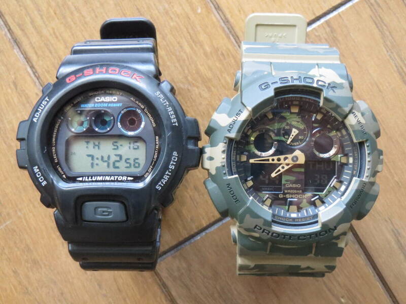 稼働品 CASIO カシオ G-SHOCK ジーショック GA-100CM 腕時計 アナデジ 多機能 カモフラ 迷彩 ラバー メンズ 現状品+おまけにもう1つ