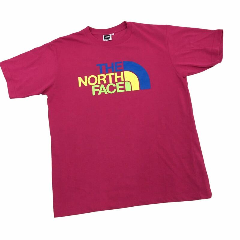 NC223 THE NORTH FACE ノースフェイス アウトドア 半袖 デカロゴ Tシャツ ティシャツ トップス カットソー メンズ L ピンク