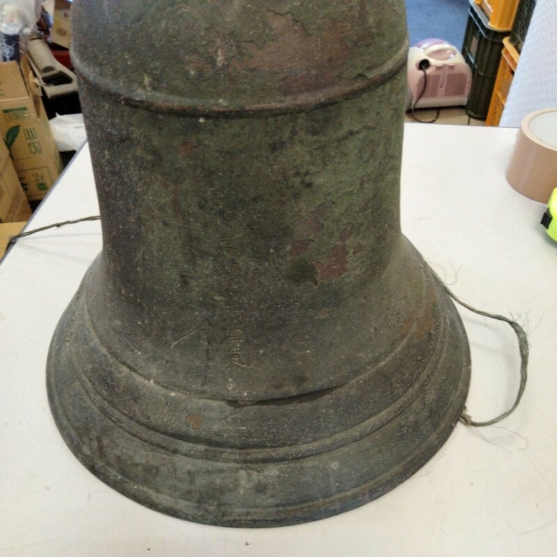  高橋鐘聲堂製 浄土宗 寺院 仏教 　号鐘 船鐘 古道具 銅製　14.5kg レトロ 現状品