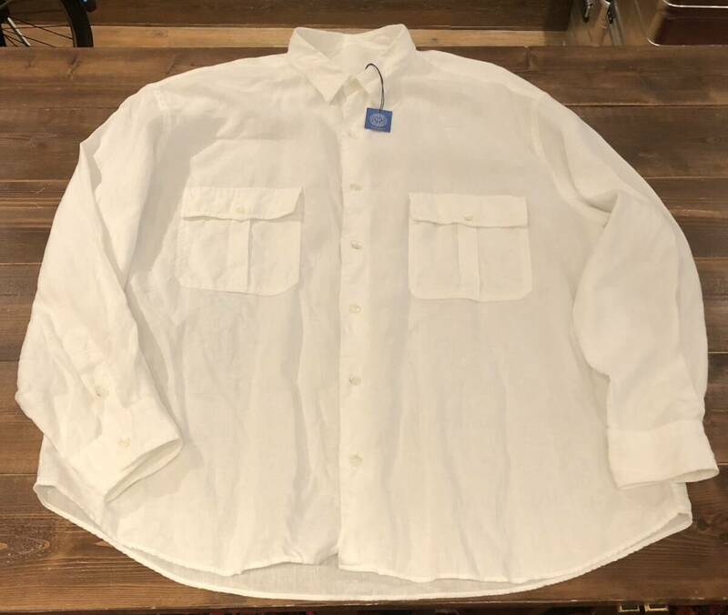 極美品 定価3.5万 Porter Classic ROLL UP LINEN SHIRT (FRENCH LINEN) WHITE XXL ポータークラシック フレンチリネン ロールアップシャツ