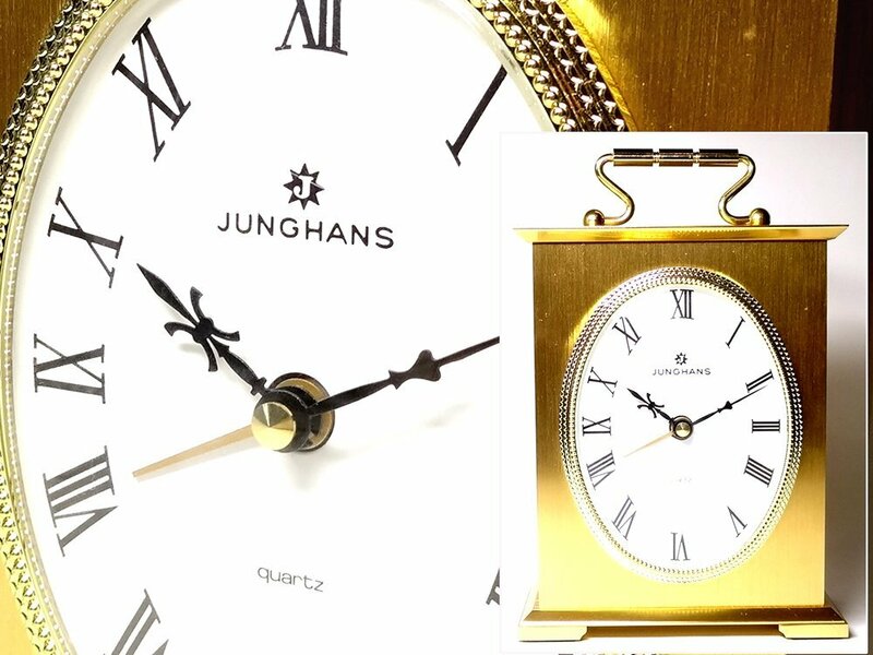 【侍】JUNGHANS ユンハンス 344/1002 ホワイト ローマインデックス 電子ブザー付 水晶発振時計 クオーツ 置時計 保証書＆BOX付20+318