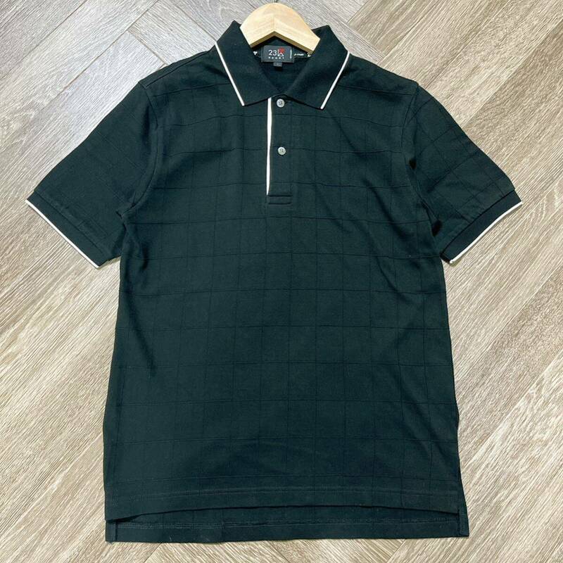 23区ゴルフ メンズ ゴルフウェア 半袖 ポロシャツ サイズ1 チェック 黒 ブラック 無地