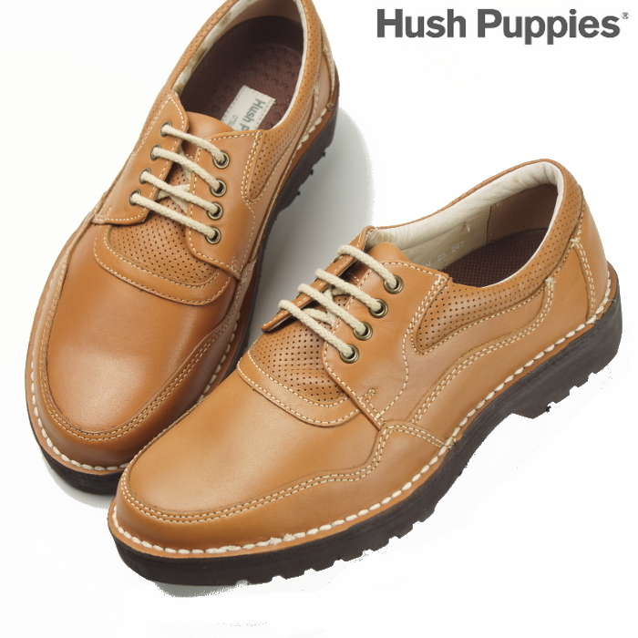 【新品】定価2万ハッシュパピー Hush Puppies大塚製靴《軽量ビブラムソール》上質本革 レースアップ ウォーキングシューズ 25 4E キャメル