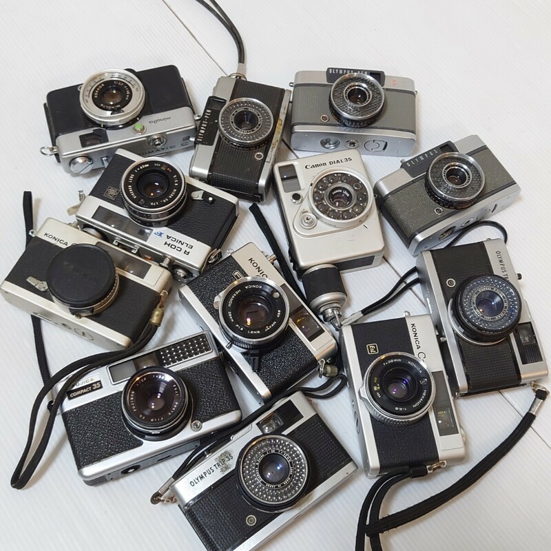 T2）１円スタート　ジャンクカメラまとめ売り　大量　光学　ハーフカメラ OLYMPUS Canon PEN MINOLTA KONICA レンジファインダー