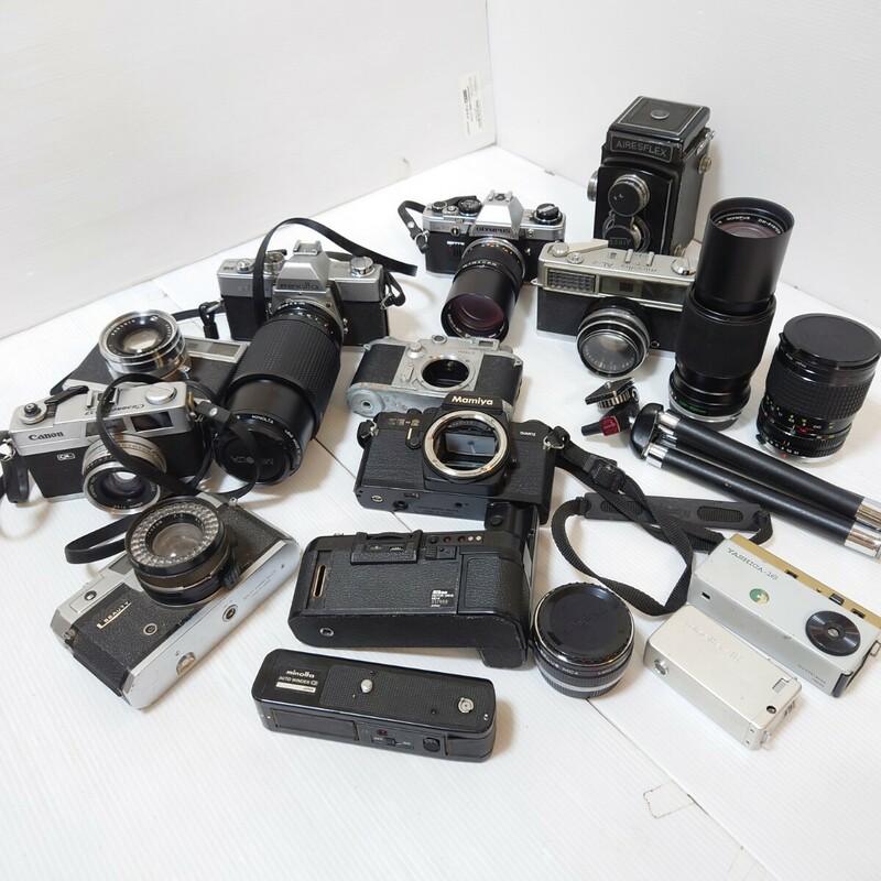 T3）１円〜　ジャンクカメラまとめ売り　機械　金属　MINOLTA OLYMPUS Canon フィルムカメラ　一眼レフ　レンジファインダー　光学　大量