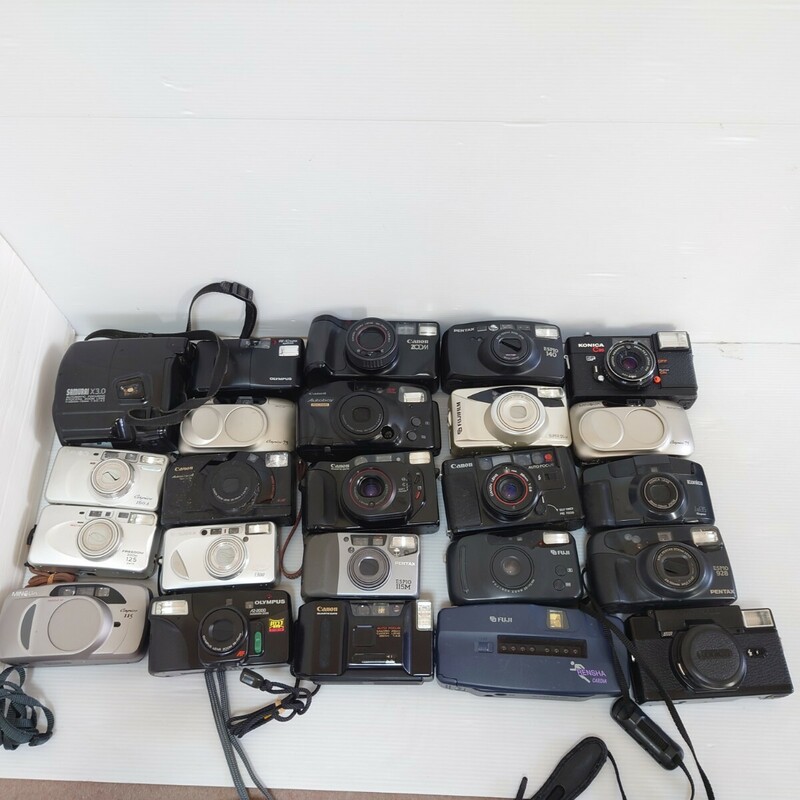 H1）１円スタート　ジャンクカメラまとめ売り PENTAX Canon MINOLTA Konica フィルムカメラ 光学 コンパクトカメラ　大量 OLYMPUS