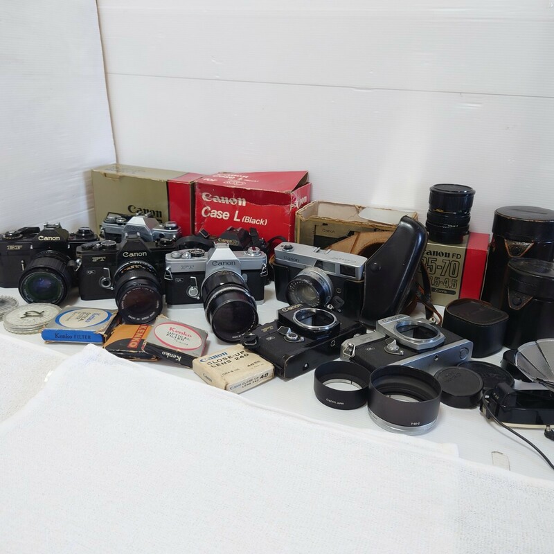 H2）１円スタート　ジャンクカメラまとめ売り　金属　機械　Canon キャノン　光学　大量 AE-1 ＥＦ FT Canonet