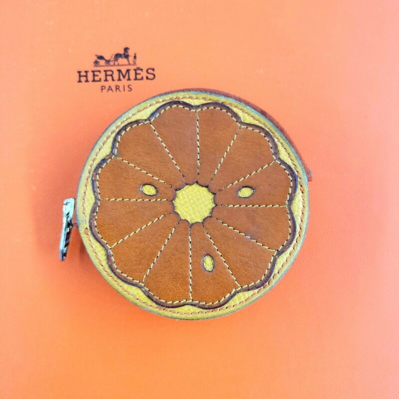 HERMES 18028 エルメス コインケース 小銭入れ シェーブル オレンジモチーフ トゥッティ フルッティ
