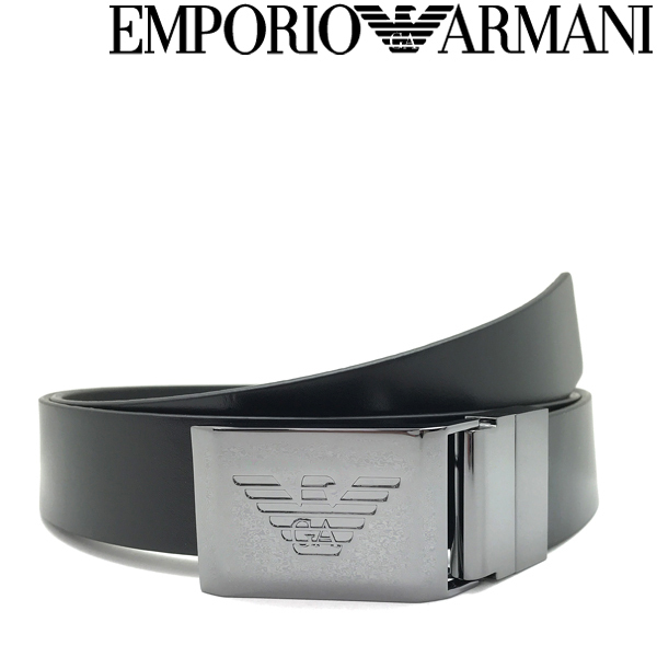 EMPORIO ARMANI エンポリオ アルマーニ ベルト イーグルロゴ プリントレザー リバーシブル ブラック Y4S504-Y132J-89861