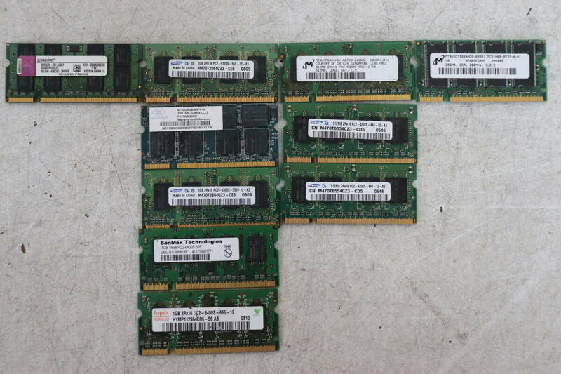 Y06/363 ノートPC メモリー DDR2 2G/1G/512M/256M 計10枚 セット 動作未確認 現状品