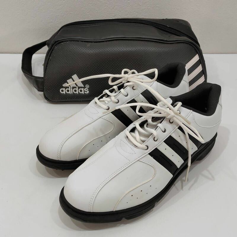 ●美品 アディダス ゴルフシューズ adidas ホワイト×ブラック サイズ26.5cm メンズ Z-TRAXION M1611