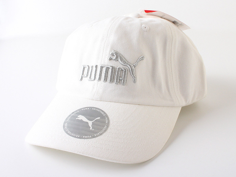 E17549 新品未使用 PUMA プーマ ロゴ キャップ 帽子 白 ホワイト サイズ57-60cm エッセンシャル ベースボールキャップ NO.1ロゴ　