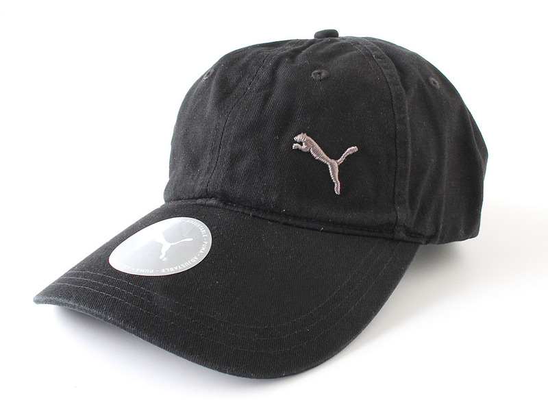 E17547 新品未使用 PUMA プーマ ロゴ刺繍 キャップ 帽子 ブラック 黒 サイズ57-60cm ベースボールキャップ コットン