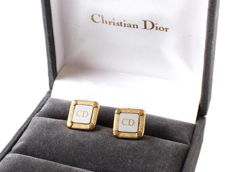 E18250 美品 Christian Dior クリスチャンディオール カフスボタン カフリンクス ヴィンテージ ケース付き シルバー×ゴールド ドイツ製
