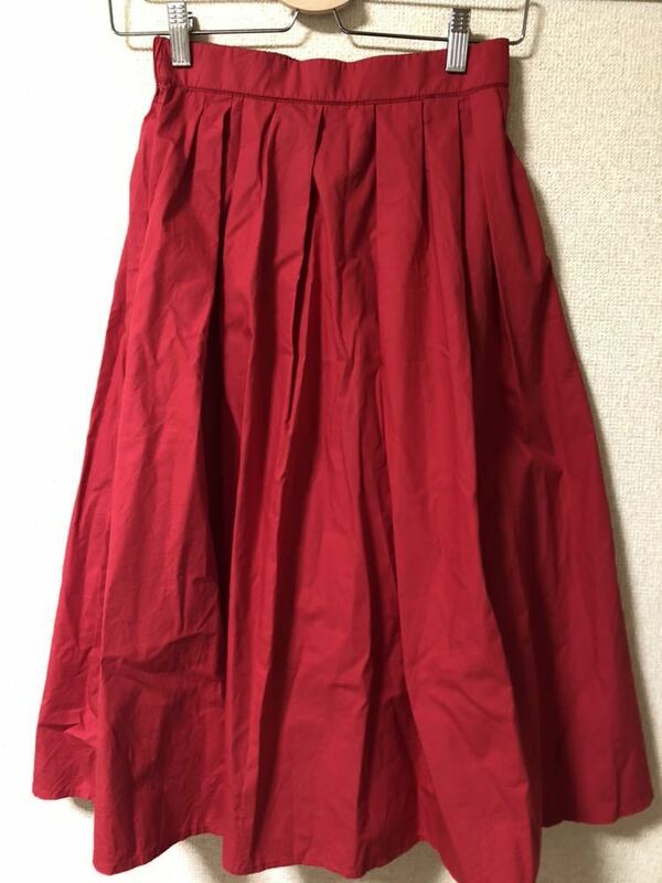 プライブジョークPRIVE JOKEレッド赤フレアスカートM USED※レディースボトムス・ロングスカート綺麗め・カラースカート・ビビットカラー