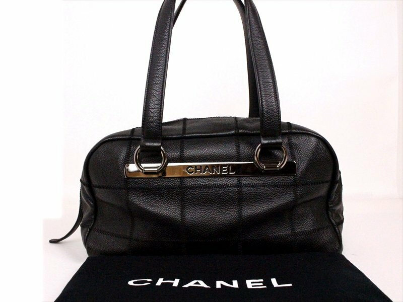 美品☆CHANEL【シャネル】キャビアスキン ボストンバッグ☆ブラック×シルバー金具☆腕掛け☆肩掛け☆ハンドバッグ☆ロゴ☆レディース☆