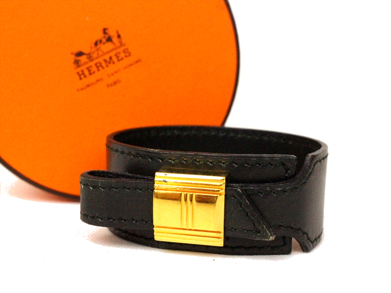 ☆HERMES【エルメス】アルテミスブレスレット☆グレーグリーン×ゴールド金具☆レザー☆ワイド☆箱付き☆ブレスレット☆