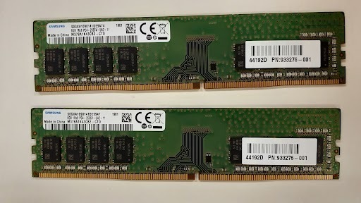 L0529-09　PCメモリ2個セットSAMSUNG PC4-2666V(DDR4) M378A1K43CB2-CTD×2　各8GB 計16GB