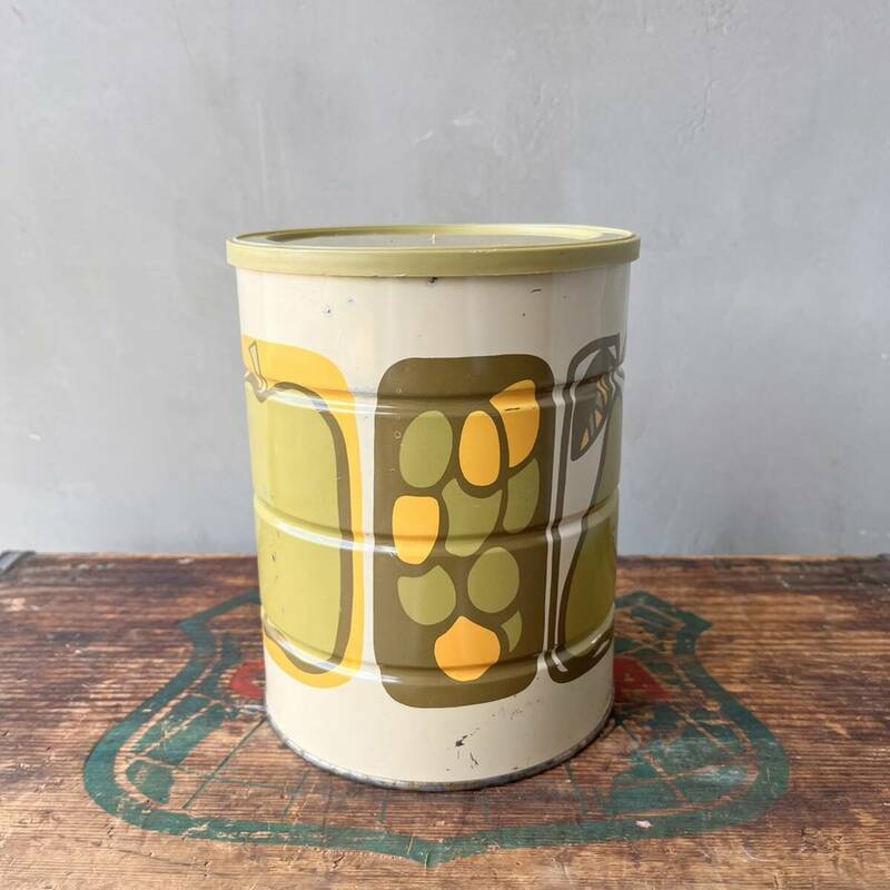 【USA vintage】Fruits Print Canister キャニスター　コーヒー缶　フルーツ柄　レトロ　アメリカ　ビンテージ