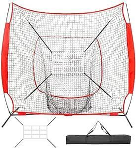 AKOZLIN 野球練習ネット 折り畳み式 野球ネット 2個練習用ターゲット(九宮格) 213 × 213 cm 防球ネット バッ