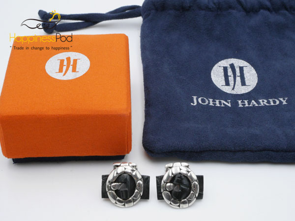 ジョンハーディJOHN HARDY　カフス　925×レザー　シルバー×黒　