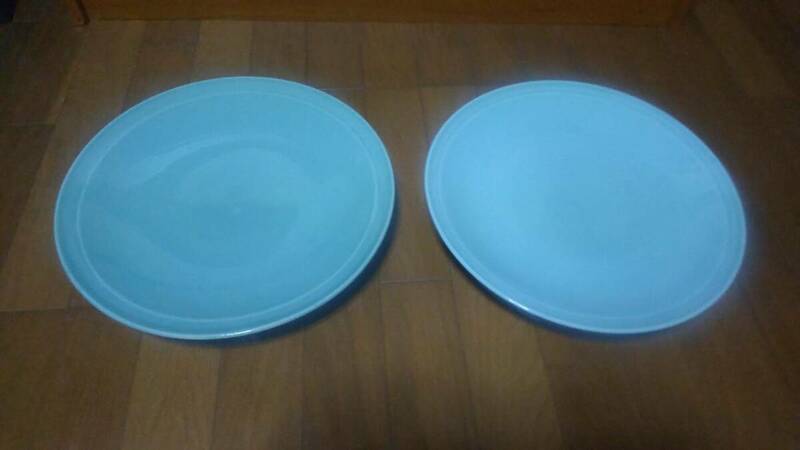 【２枚セット】青磁色　大皿　ふぐ皿 直径33.5cm