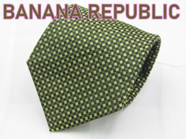 【バナナリパブリック】 OC 843 バナナリパブリック BANANA REPUBLIC ネクタイ 緑色系 スクエアパターン ジャガード