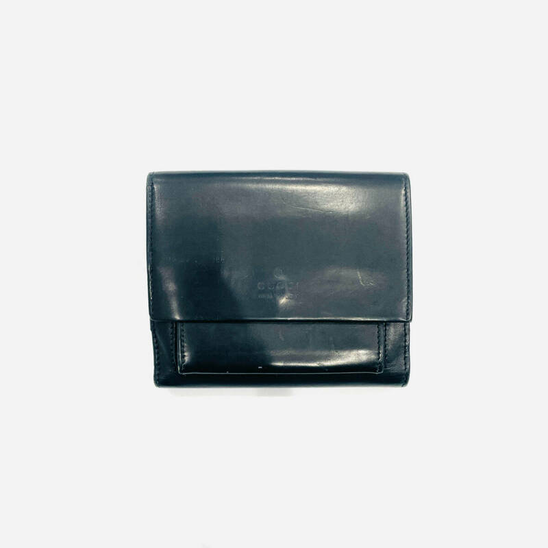 1円～★GUCCIグッチ　三つ折り財布　ブラック　コンパクトウォレット　メンズ　レディース　Y2405-9