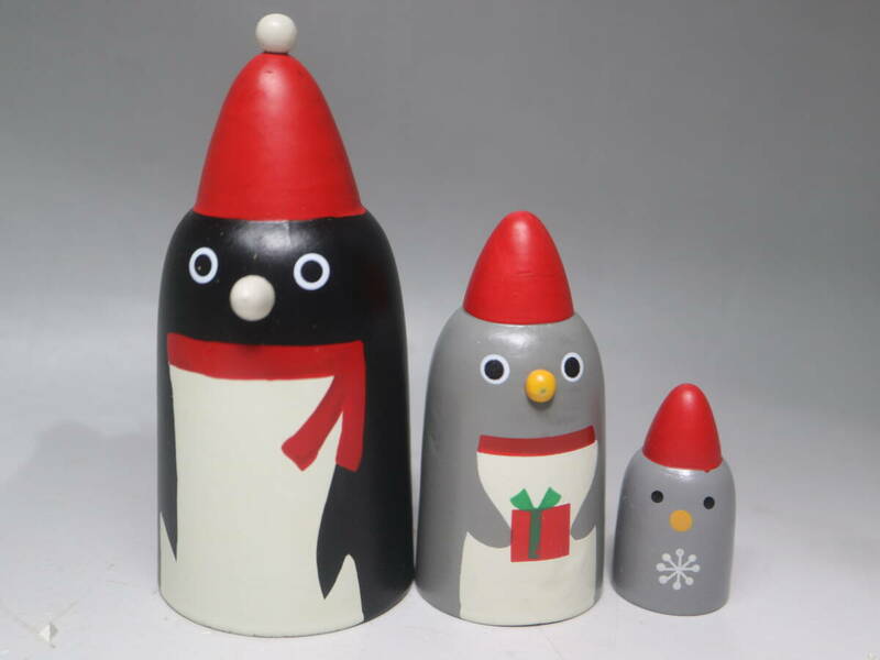 DECOLE ペンギン 木製インテリア クリスマス 3体　