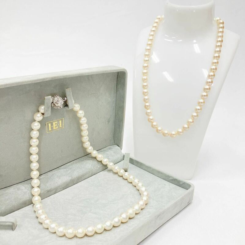 本真珠 真珠 パール ネックレス シルバー SILVER 刻印2本セット アクセサリー 05-0418