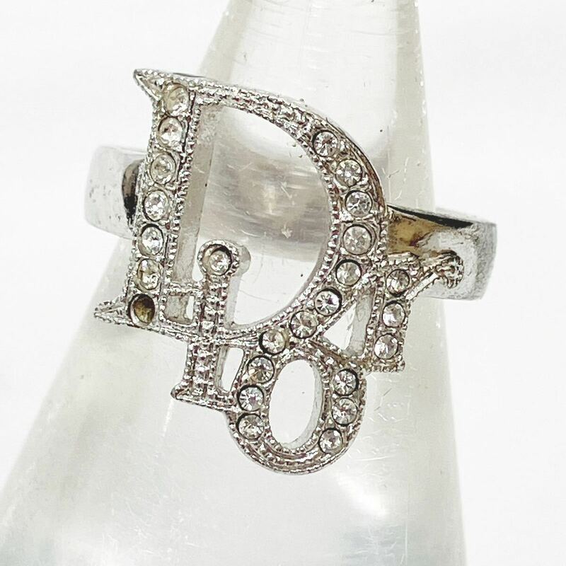 Christian Dior クリスチャン ディオール　指輪 リング ラインストーン　シルバー　アクセサリー 約9号　05-0415