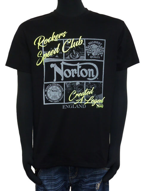 新品正規 Norton 192N1013 JPN加工 ドライフレーム フォト ネオン Tシャツ トップス 半袖 黒 ブラック L メンズ レディース