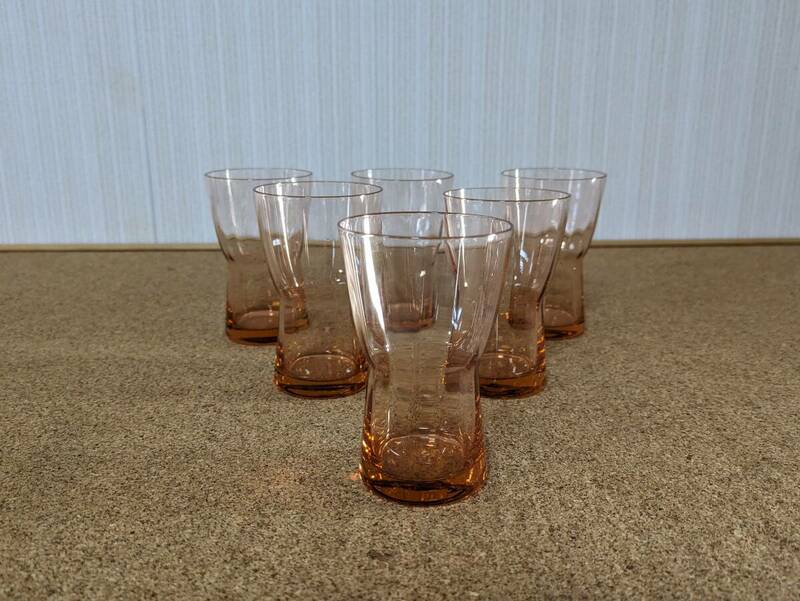 オレンジガラス グラス リキュールグラス ショットグラス 昭和レトロ ガラス 和ガラス 気泡ガラス アンティーク レトロ 発送60サイズ