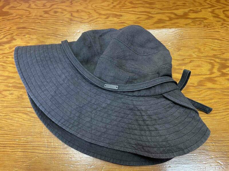 MADE IN JAPAN【arth/アース】Linen Hat 57.5cm Polygiene レディース リネン製 ハット 帽子 チャコール 日本製 OVERRIDE CA4LA