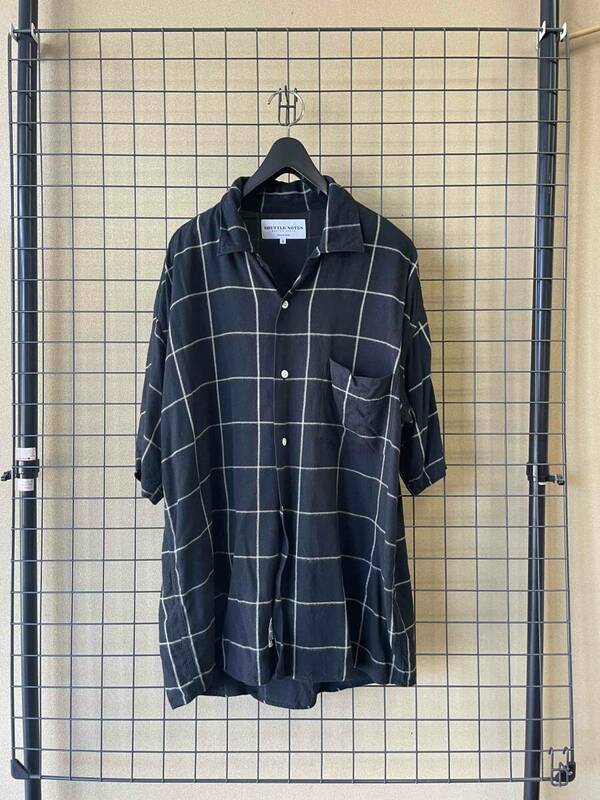 MADE IN JAPAN【SHUTTLE NOTES/シャトルノーツ】Open Collar Rayon S/S Shirt sizeS BLACK オープンカラー レーヨン 半袖シャツ ブラック