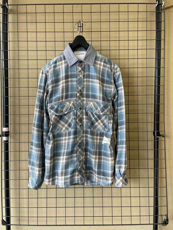 【and wander/アンドワンダー】Poly × Cotton Check Long Sleeve Shirt size2 MADE IN JAPAN ポリ×コットン チェック 長袖シャツ 1LDK