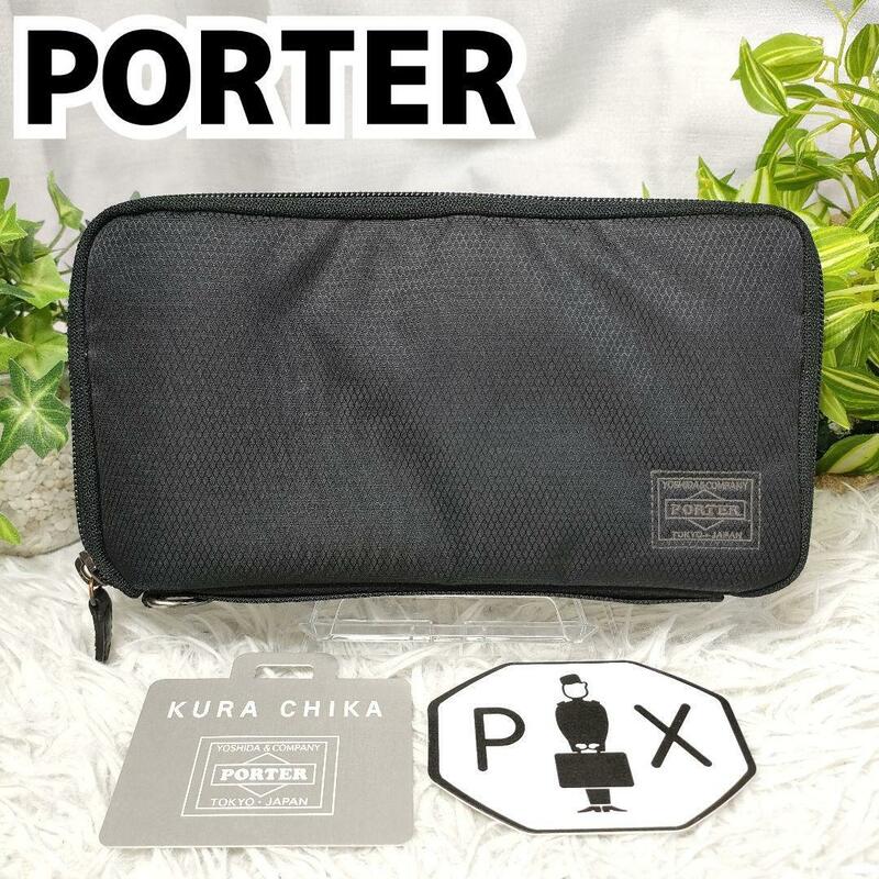  PORTER 長財布 DILL トラベルウォレット ブラック ラウンド ポーター 財布 ディル ナイロン 黒 オーガナイザー メンズ 男性 ビジネス