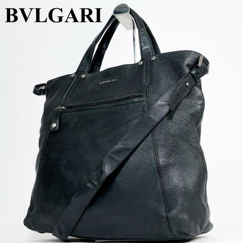 定価 40万 美品 BVLGARI ブルガリ 2way A4収納可能 トートバッグ レザー ショルダーバッグ バック ビジネスバッグ 大容量 カバン 鞄 メンズ