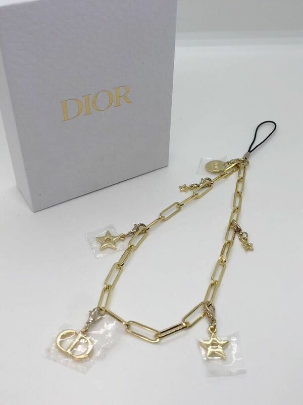 1円　Christian Dior クリスチャンディオール チャーム ストラップ ゴールドカラー 箱付き 未使用品