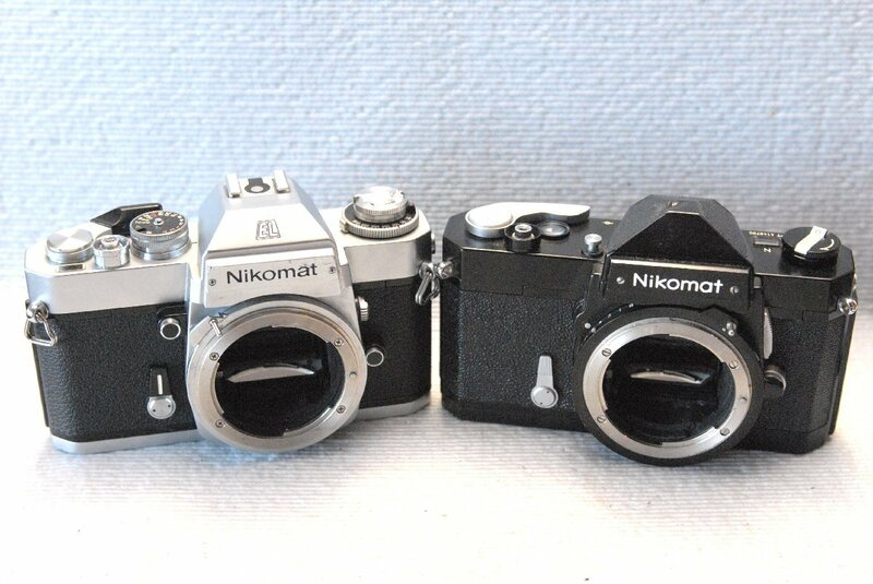 Nikon ニコン 昔の高級一眼レフカメラ Nikomat（ ELボディ + FT-Nボディ）白＆黒 2台まとめて 作動品