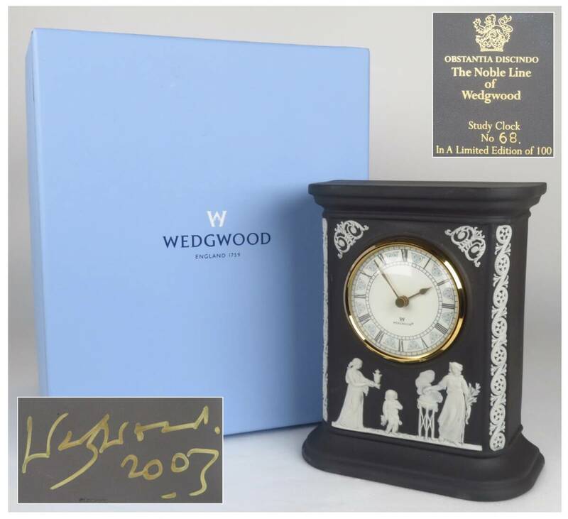 【SAKURAYA】希少な限定作品【The Noble Line of WEDGWOOD Study Clock】ウエッジウッド 置き時計 西洋アンティーク 美品 共箱 高さ15.5cm