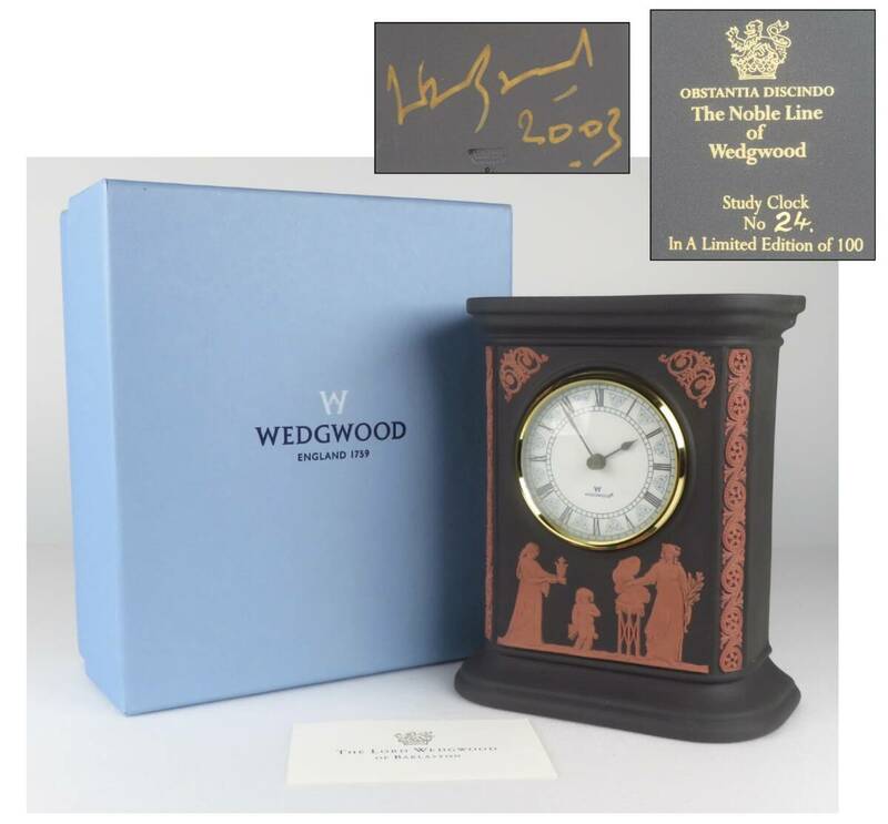 【SAKURAYA】希少な限定作品【WEDGWOOD ウエッジウッド The Noble Line of Study Clock】置き時計 西洋アンティーク 共箱 美品 高さ15.5cm