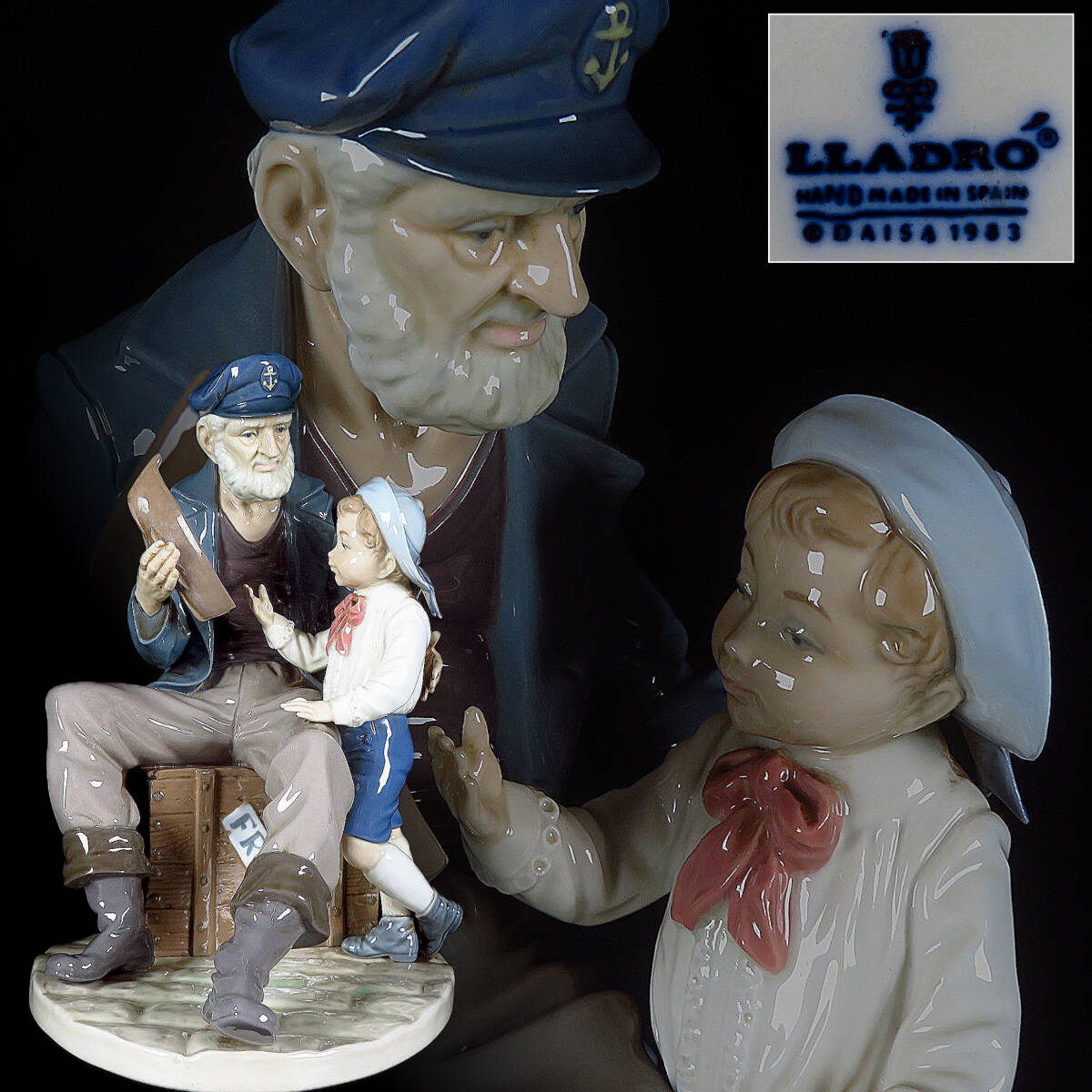 【SAKURAYA】西洋アンティーク作品【LLADRO リヤドロ No.5207「おじいちゃんの物語」】絶版 陶器人形 フィギュリン 希少 高さ28.5cm