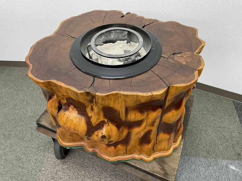 火鉢 天然木 木製 無垢材 切り株 刳り貫き火鉢