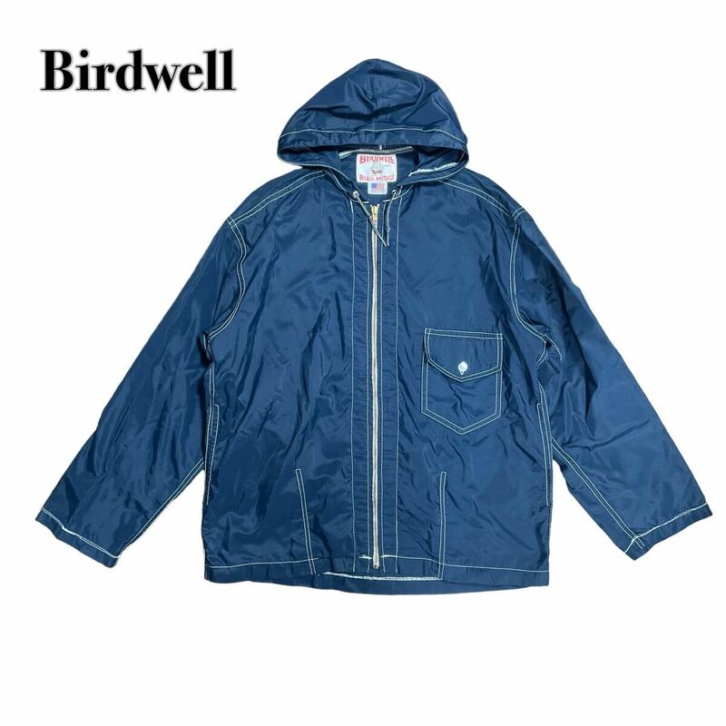 Birdwell バードウィル ナイロンジャケット ネイビー紺 ウィンドブレーカー フード L相当