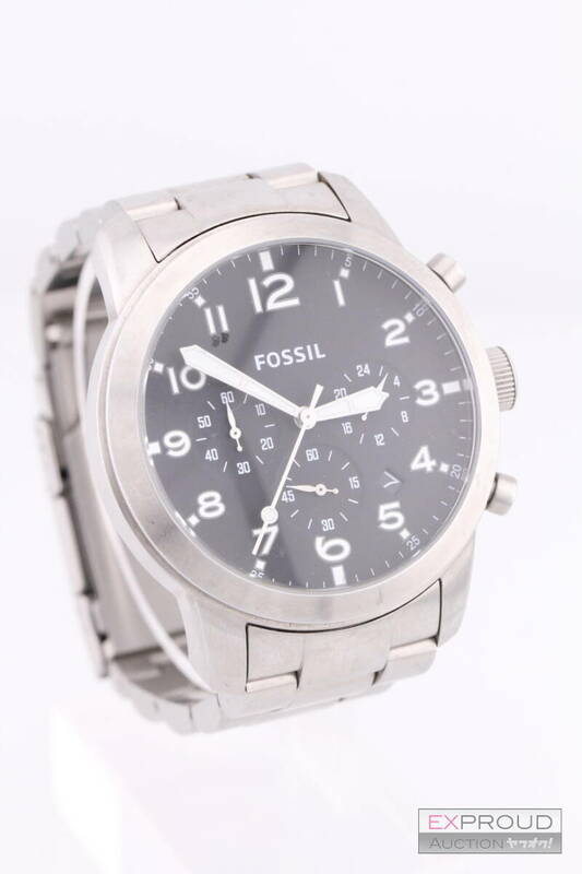 良品★R90 FOSSIL フォッシル FS5141 111510 腕時計 クオーツ ステンレス ブラック文字盤 ケース径約4.5cm(リューズを除く) 動作確認済み