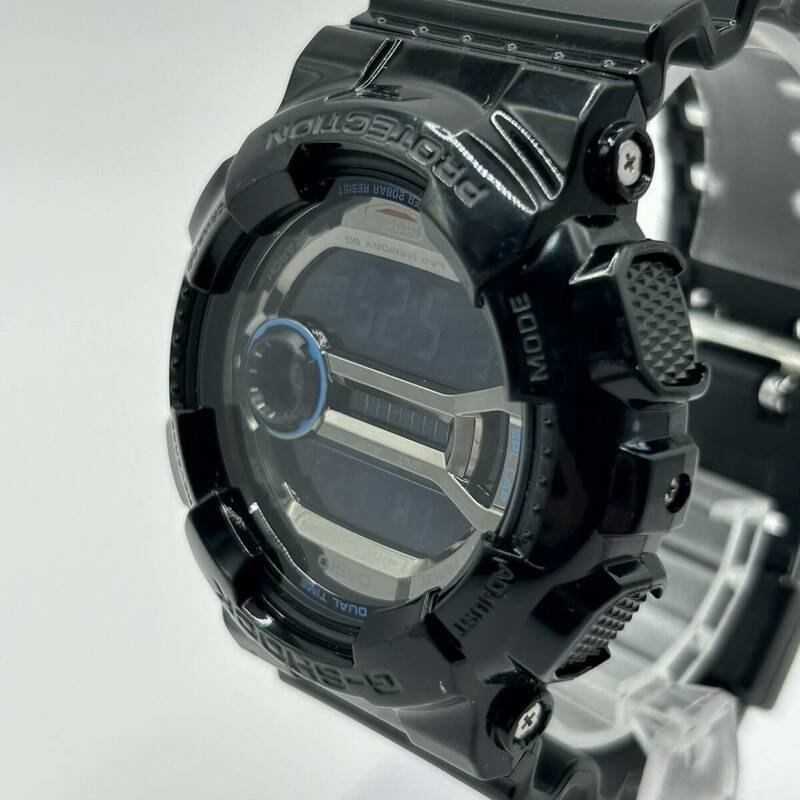 可動品★CASIO/カシオ G-SHOCK 腕時計 GD-110 黒文字盤 ブラック 黒 時計 ウォッチ ブルー ジーショック QZ メンズ レディース AE2404