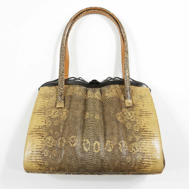 トカゲ革 ハンドバッグ #18830 オールド レトロ エキゾチックレザー レディース アクセサリー