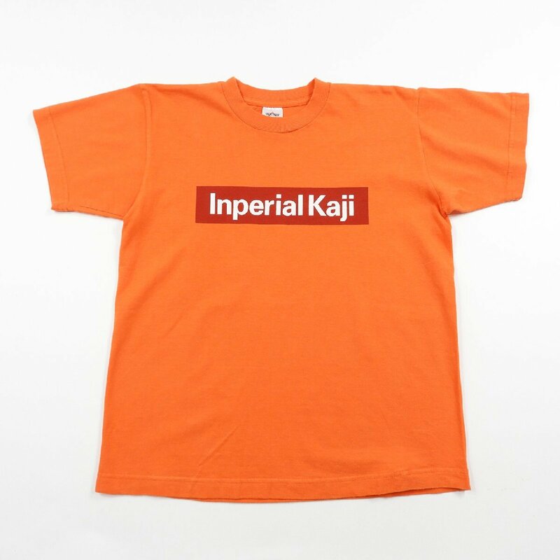 未使用 HIDEKI KAJI カジヒデキ Inperial Kaji Tシャツ ボックスロゴ オレンジ size S #18922 送料360円 音楽 ミュージシャン
