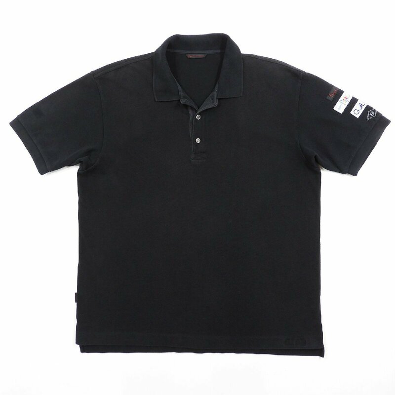 PAPAS パパス ゴルフ ポロシャツ ブラック size LL #18963 鹿の子 コットン 半袖